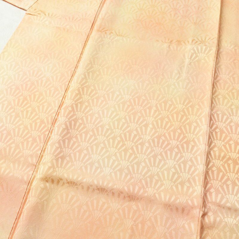 小紋 付下小紋 良品 一つ紋付き 正絹 古典柄 袷仕立て 身丈159.5cm 裄丈63.5cm ぼかし 橙_画像5