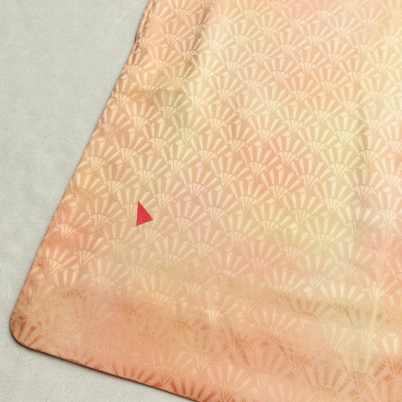 小紋 付下小紋 良品 一つ紋付き 正絹 古典柄 袷仕立て 身丈159.5cm 裄丈63.5cm ぼかし 橙_画像15