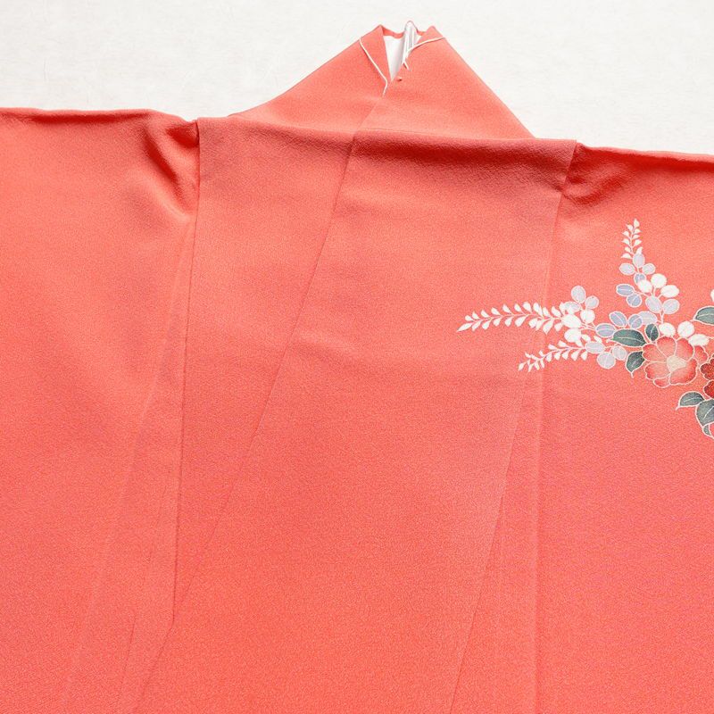 訪問着 縮緬 正絹 古典柄 袷仕立て 身丈158.5cm 裄丈67cm 箔 ピンク_画像17