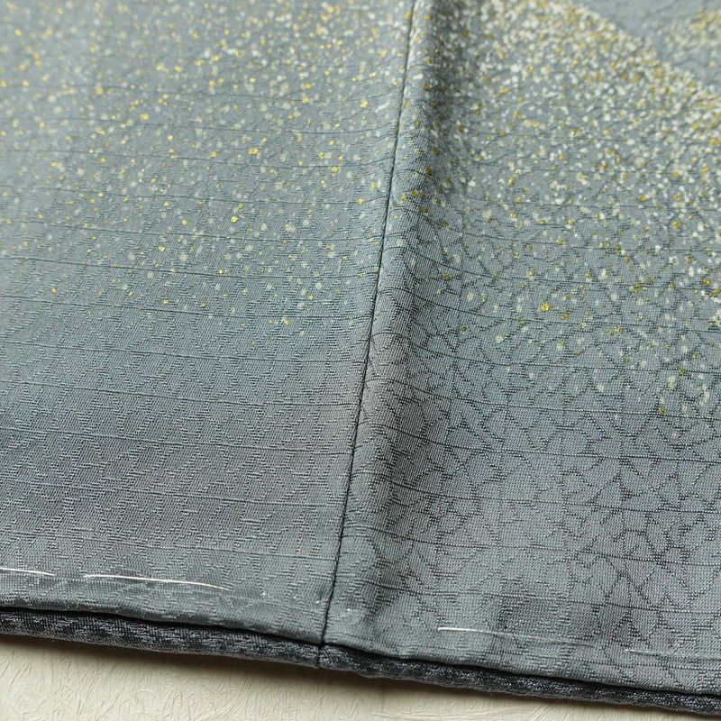 付け下げ 良品 しつけ糸付き 一つ紋付き 正絹 風景柄 袷仕立て 身丈160cm 裄丈64cm 箔 刺繍 青・紺_画像10