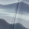 付け下げ 良品 落款入り しつけ糸付き 縮緬 一つ紋付き 正絹 風景柄 袷仕立て 身丈169.5cm 裄丈68cm 青・紺_画像9