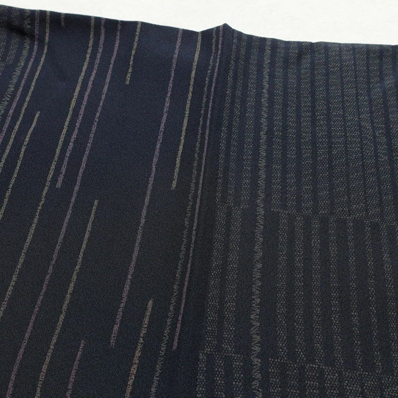 小紋 縮緬 正絹 幾何学柄・抽象柄 袷仕立て 身丈163.5cm 裄丈65.5cm 青・紺_画像14