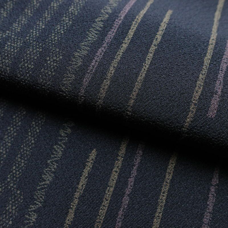 小紋 縮緬 正絹 幾何学柄・抽象柄 袷仕立て 身丈163.5cm 裄丈65.5cm 青・紺_画像19