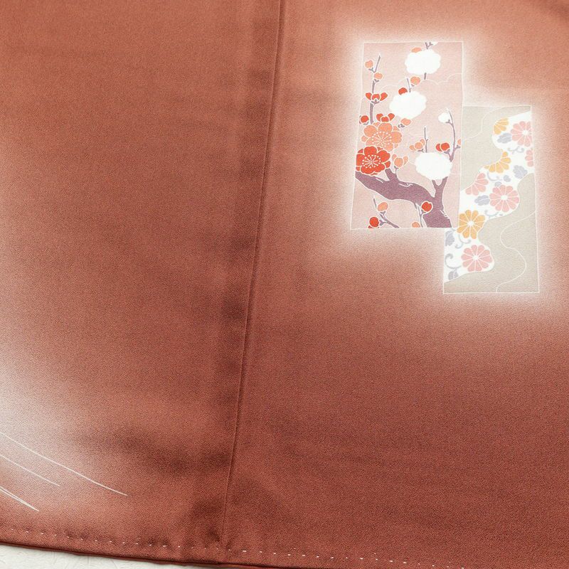 付け下げ 正絹 古典柄 袷仕立て 身丈163cm 裄丈68cm 箔 刺繍 相良刺繍 茶_画像11