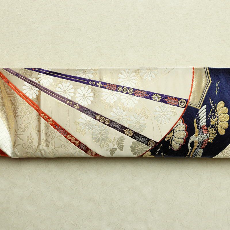 袋帯 六通柄 フォーマル用 正絹 古典柄 扇面 箔 ベージュ_画像14