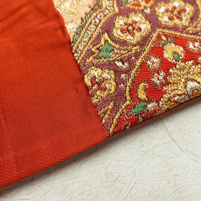 袋帯 六通柄 良品 フォーマル用 正絹 幾何学柄・抽象柄 金通し 橙_画像17