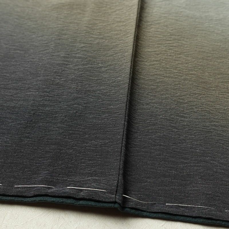 付け下げ 浜ちりめん 縮緬 しつけ糸付き 正絹 その他の柄 袷仕立て 身丈155.5cm 裄丈67cm 銀花仙 緑・うぐいす色_画像10