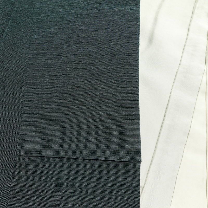 付け下げ 浜ちりめん 縮緬 しつけ糸付き 正絹 その他の柄 袷仕立て 身丈155.5cm 裄丈67cm 銀花仙 緑・うぐいす色_画像15