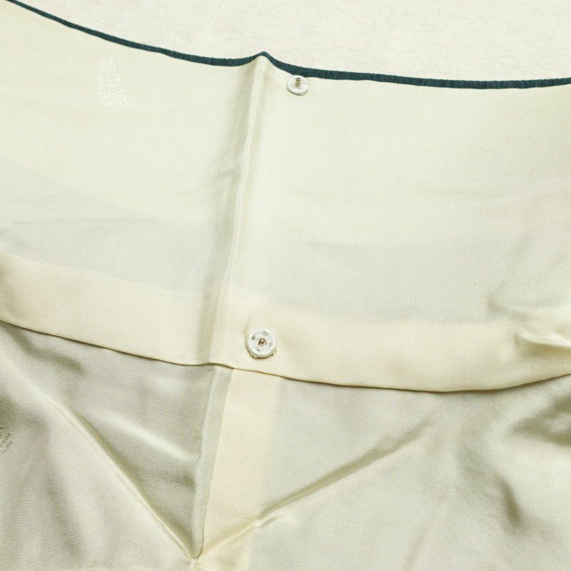 付け下げ 浜ちりめん 縮緬 しつけ糸付き 正絹 その他の柄 袷仕立て 身丈155.5cm 裄丈67cm 銀花仙 緑・うぐいす色_画像18