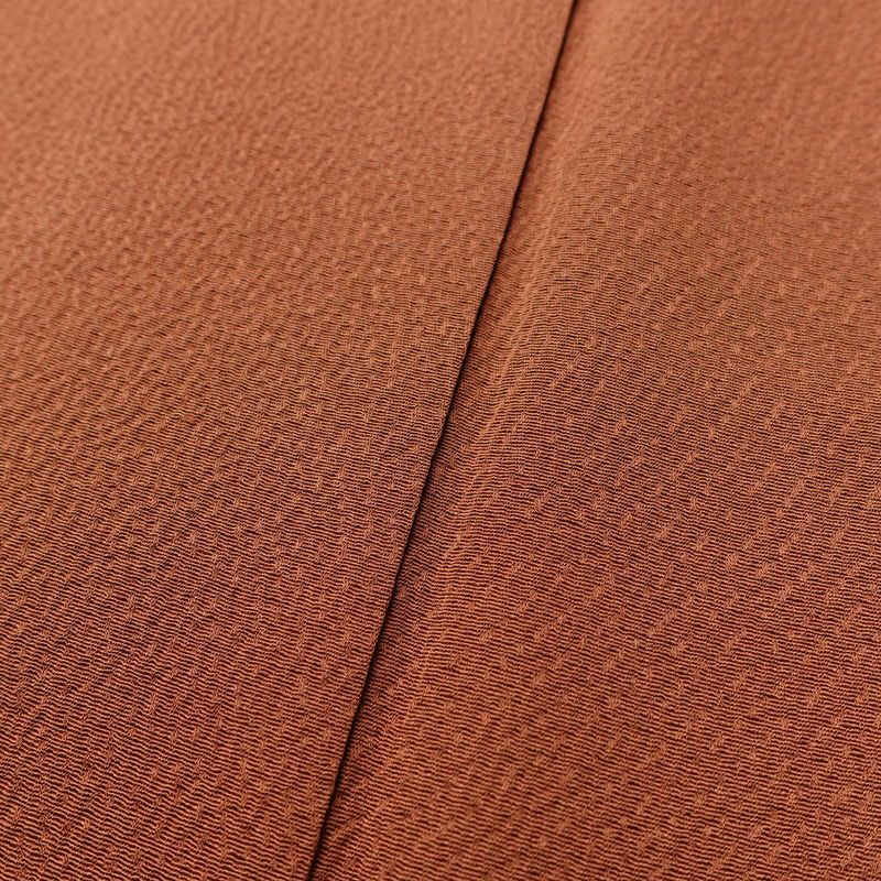 色無地 縮緬 正絹 無地 柄八掛 袷仕立て 身丈159cm 裄丈67.5cm 茶_画像8