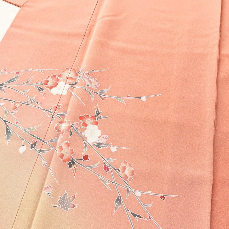 訪問着 美品 加賀友禅 落款入り 作家物 正絹 花柄 袷仕立て 身丈163.5cm 裄丈66.5cm ピンク_画像5