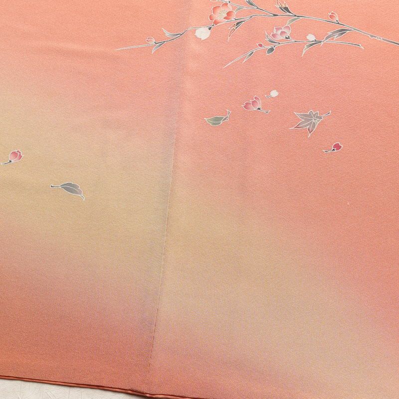訪問着 美品 加賀友禅 落款入り 作家物 正絹 花柄 袷仕立て 身丈163.5cm 裄丈66.5cm ピンク_画像12