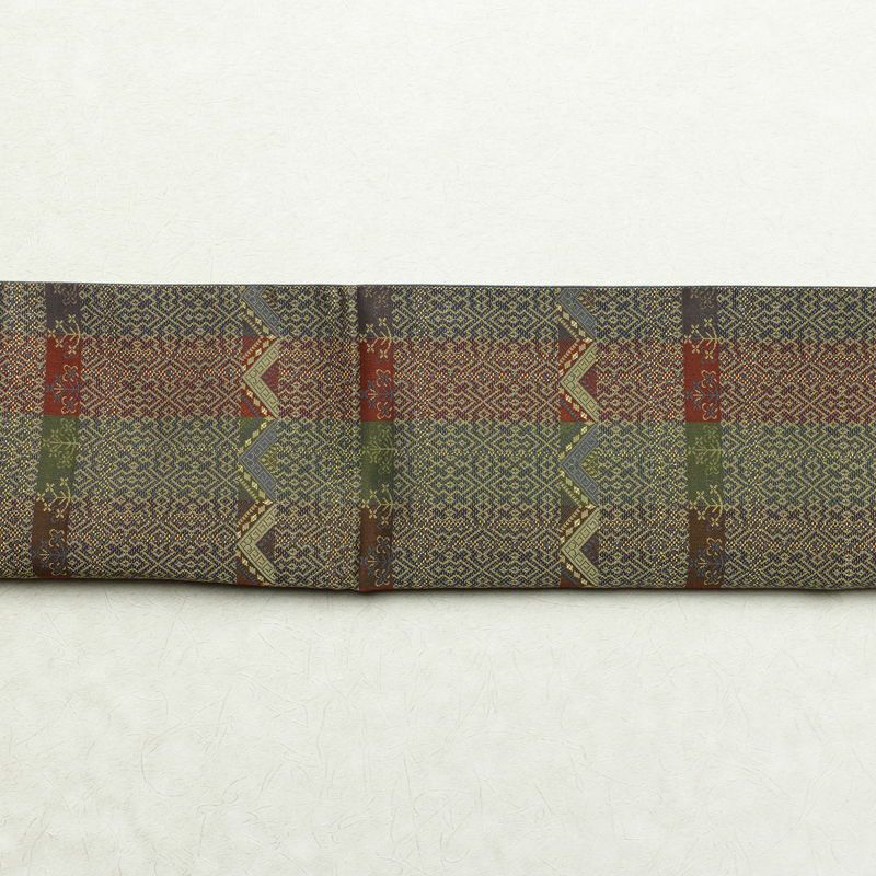 袋帯 全通柄 良品 一般用 正絹 幾何学柄・抽象柄 多色使い_画像14