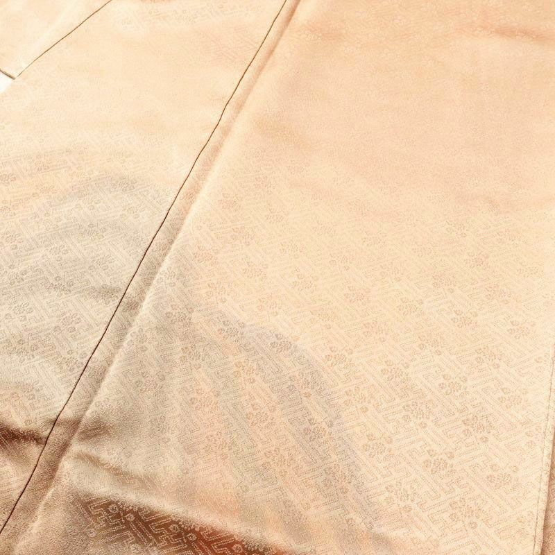 付け下げ 良品 しつけ糸付き 綸子 正絹 流水・波柄 袷仕立て 身丈156cm 裄丈65cm 橙_画像5