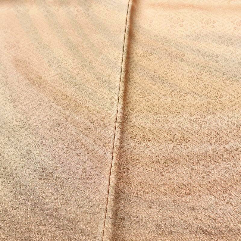 付け下げ 良品 しつけ糸付き 綸子 正絹 流水・波柄 袷仕立て 身丈156cm 裄丈65cm 橙_画像8