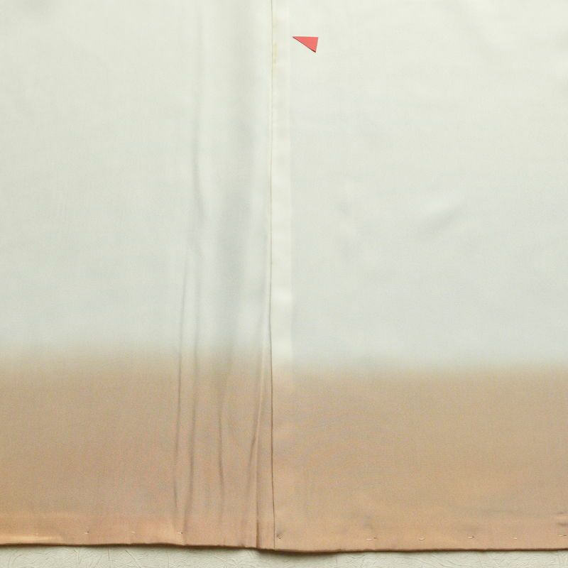 付け下げ 良品 しつけ糸付き 綸子 正絹 流水・波柄 袷仕立て 身丈156cm 裄丈65cm 橙_画像19