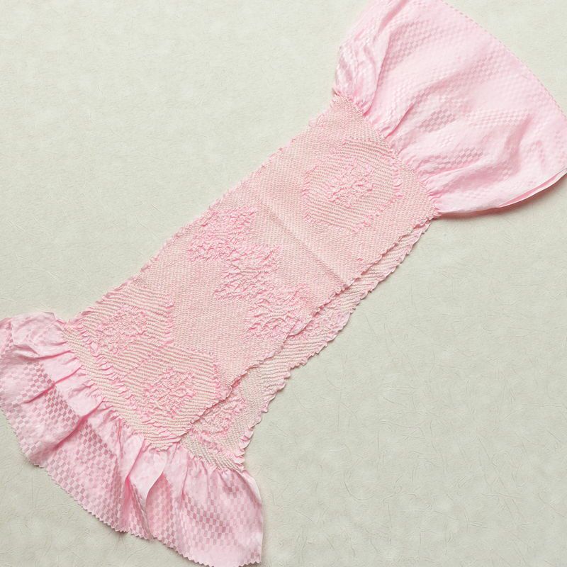 帯揚げ 良品 絞り 正絹 古典柄 ピンク_画像2