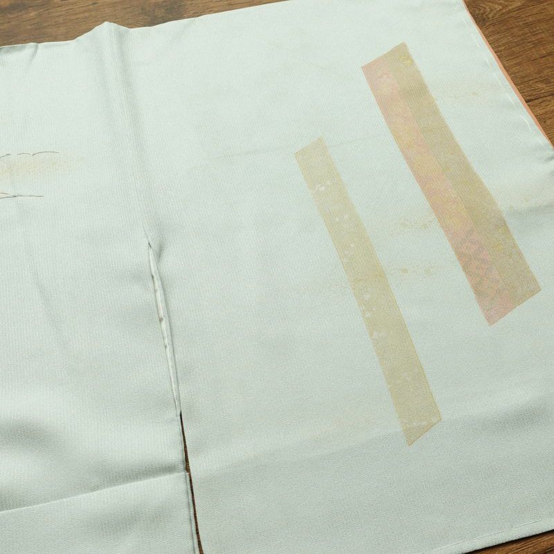 付け下げ しつけ糸付き 正絹 人物・動物柄 袷仕立て 身丈160.5cm 裄丈64.5cm 箔 刺繍 金彩 青・紺_画像15