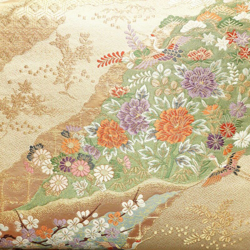 袋帯 六通柄 良品 フォーマル用 正絹 古典柄 金通し ベージュ_画像2