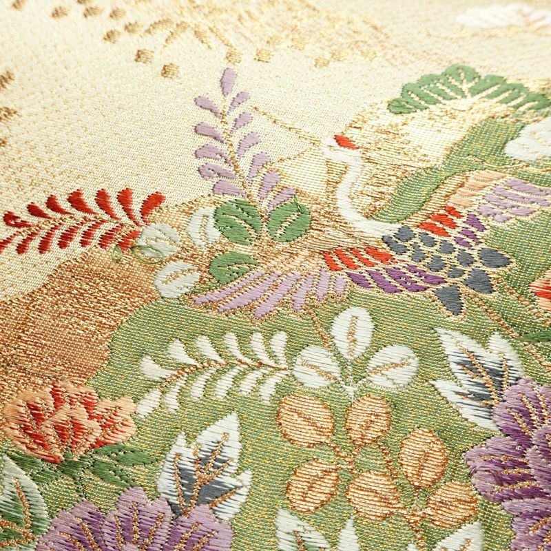 袋帯 六通柄 良品 フォーマル用 正絹 古典柄 金通し ベージュ_画像3