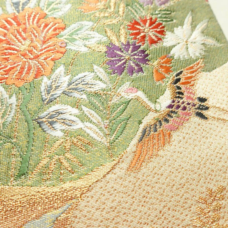 袋帯 六通柄 良品 フォーマル用 正絹 古典柄 金通し ベージュ_画像5