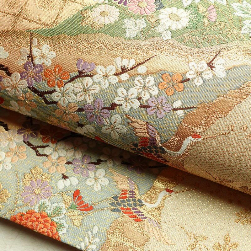 袋帯 六通柄 良品 フォーマル用 正絹 古典柄 金通し ベージュ_画像7