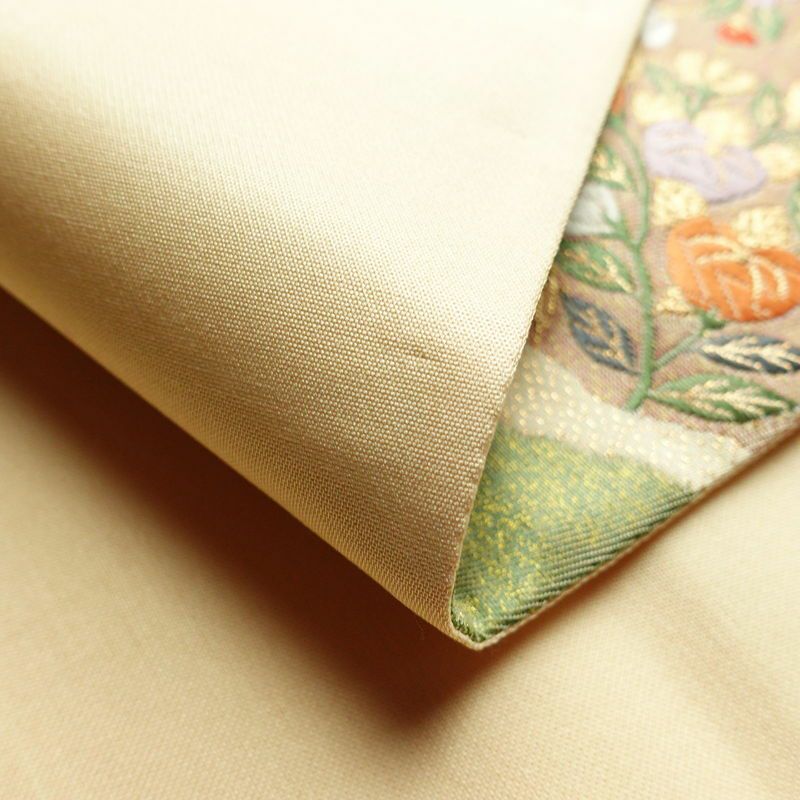 袋帯 六通柄 良品 フォーマル用 正絹 古典柄 金通し ベージュ_画像10