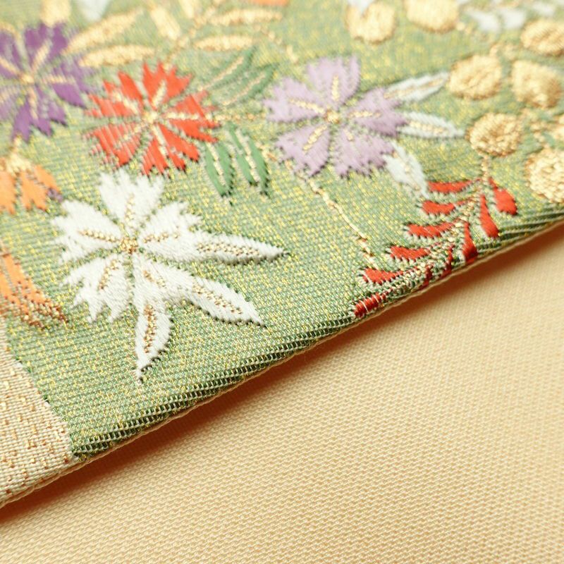 袋帯 六通柄 良品 フォーマル用 正絹 古典柄 金通し ベージュ_画像12