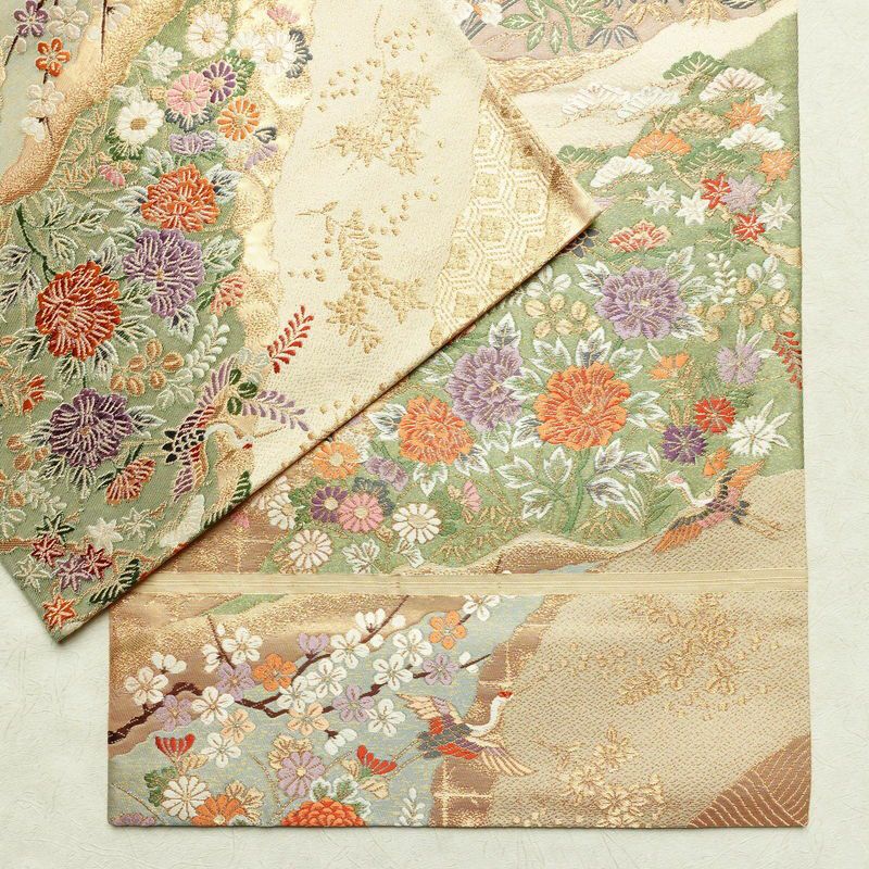 袋帯 六通柄 良品 フォーマル用 正絹 古典柄 金通し ベージュ_画像13