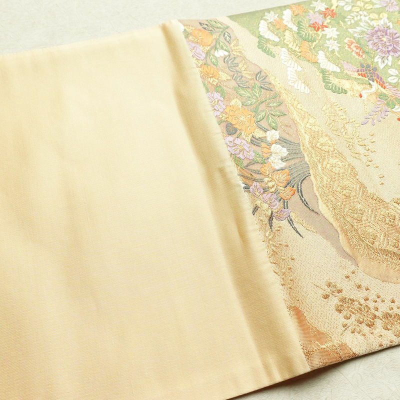 袋帯 六通柄 良品 フォーマル用 正絹 古典柄 金通し ベージュ_画像16