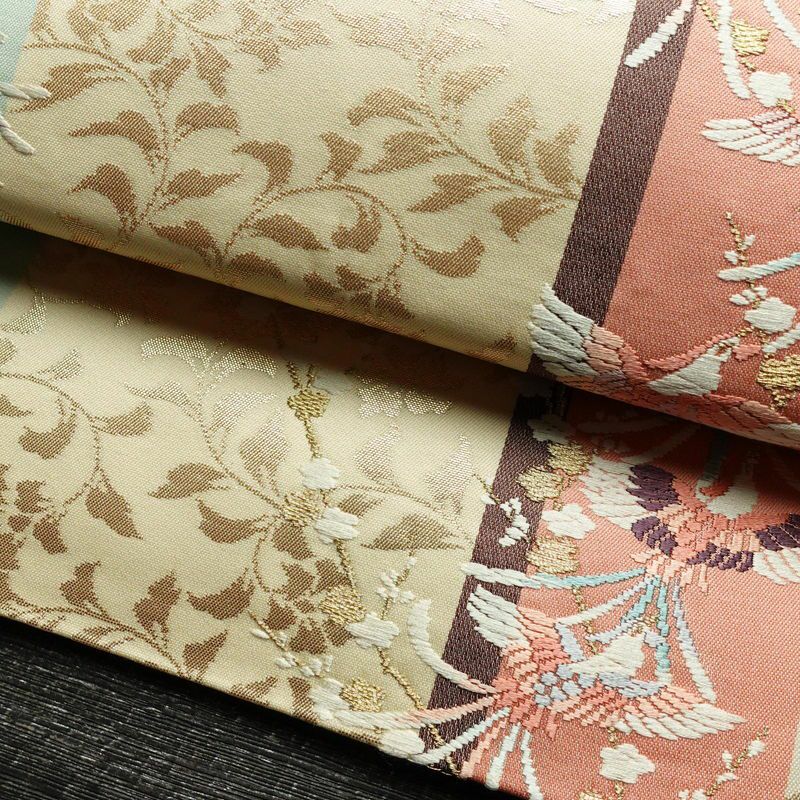 袋帯 六通柄 良品 フォーマル用 正絹 人物・動物柄 クリーム_画像7