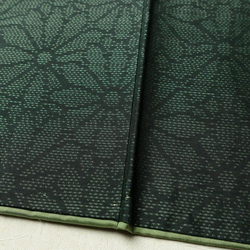 紬 正絹 花柄 袷仕立て 身丈155.5cm 裄丈63.5cm 緑・うぐいす色_画像10