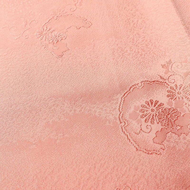 色無地 しつけ糸付き 一つ紋付き 正絹 古典柄 袷仕立て 身丈162cm 裄丈67cm ピンク_画像6