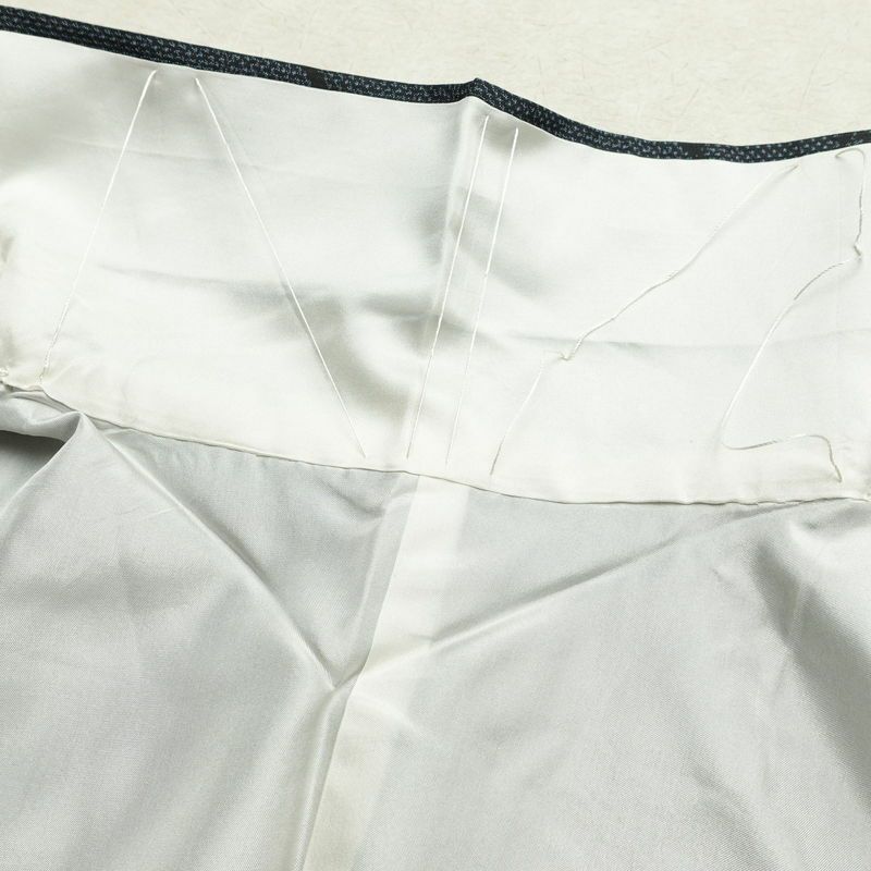 紬 正絹 木の葉・植物柄 袷仕立て 身丈161.5cm 裄丈64cm 青・紺_画像19