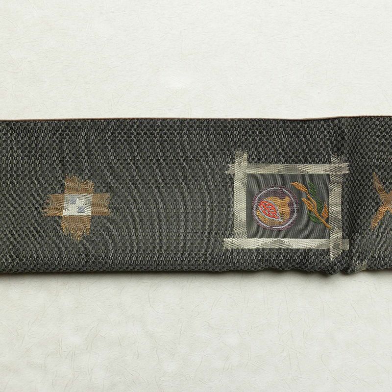 袋帯 六通柄 一般用 正絹 古典柄 黒_画像11