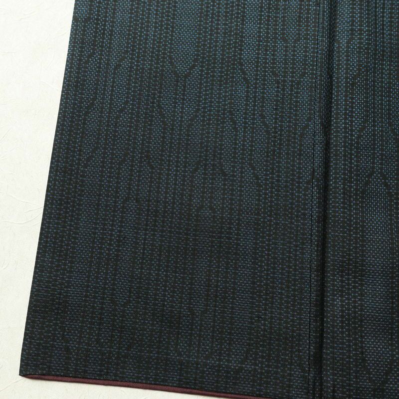 紬 良品 正絹 幾何学柄・抽象柄 袷仕立て 身丈151.5cm 裄丈64cm 青・紺_画像11
