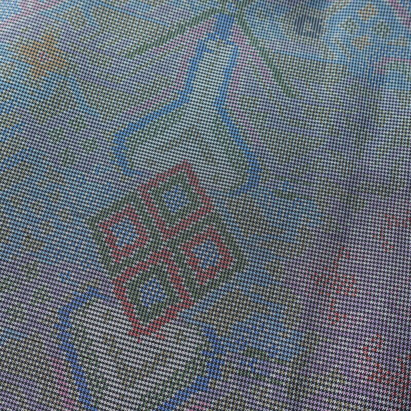 紬 美品 しつけ糸付き 正絹 幾何学柄・抽象柄 袷仕立て 身丈152.5cm 裄丈65.5cm 青・紺_画像6