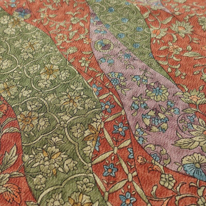 小紋 良品 縮緬 総柄 ポリエステル 古典柄 袷仕立て 身丈161cm 裄丈67.5cm 多色使い_画像6