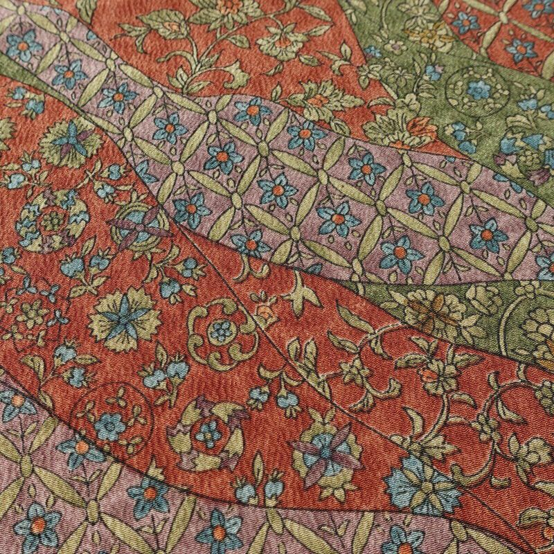 小紋 良品 縮緬 総柄 ポリエステル 古典柄 袷仕立て 身丈161cm 裄丈67.5cm 多色使い_画像7