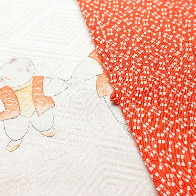 羽織 良品 しつけ糸付き 正絹 古典柄 袷仕立て 身丈87cm 裄丈67.5cm 赤・朱_画像9