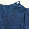 小紋 美品 しつけ糸付き 縮緬 ポリエステル 縞柄・線柄 袷仕立て 身丈155.5cm 裄丈64cm 青・紺_画像15
