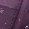 小紋 美品 しつけ糸付き 縮緬 ポリエステル 木の葉・植物柄 袷仕立て 身丈155cm 裄丈65cm 紫・藤色_画像9