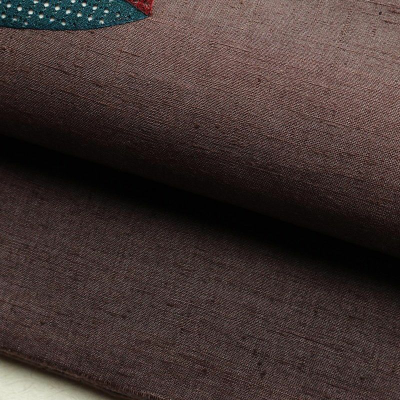 袋帯 紬地 太鼓柄 良品 一般用 正絹 古典柄 刺繍 小豆・エンジ_画像8