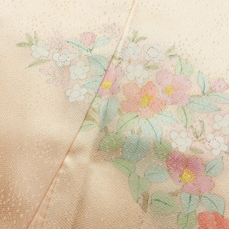 訪問着 良品 正絹 花柄 袷仕立て 身丈161cm 裄丈69cm 箔 金彩 入学式 七五三 ピンク_画像18