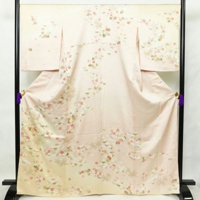 訪問着 正絹 共八掛 花柄 袷仕立て 紫・藤色 身丈165cm 裄丈69cm | LL(肩裄69以上) 古着着物、リサイクル着物、アンティーク着物の錦屋