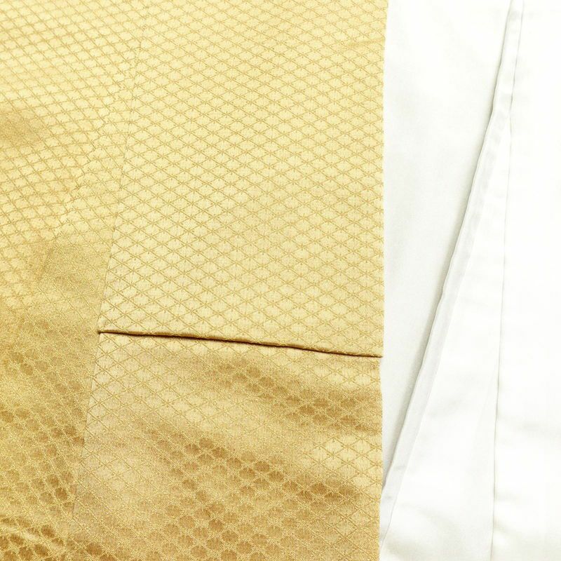 訪問着 正絹 古典柄 袷仕立て 身丈163.5cm 裄丈65cm 金彩 扇子 黄・黄土色_画像18