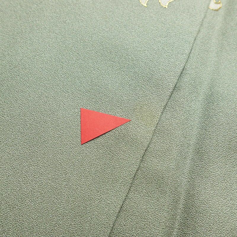 訪問着 正絹 盛り上げ箔 幾何学柄・抽象柄 袷仕立て 身丈165cm 裄丈67cm 緑・うぐいす色_画像17