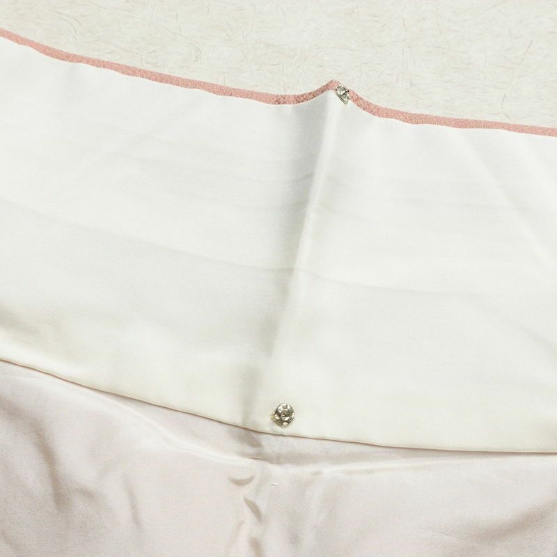 付け下げ 落款入り 一つ紋付き 正絹 木の葉・植物柄 袷仕立て 身丈164cm 裄丈68cm 金通し ピンク_画像20