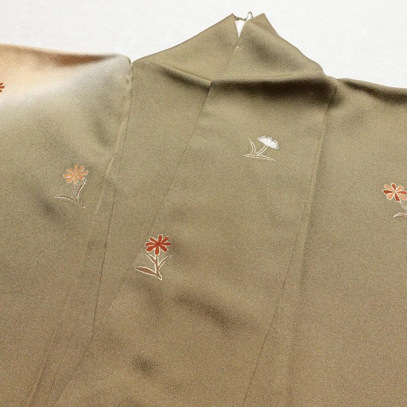 訪問着 正絹 盛り上げ箔 古典柄 袷仕立て 身丈164.5cm 裄丈69cm 箔 黄・黄土色_画像19