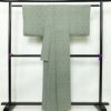 小紋 良品 正絹 木の葉・植物柄 袷仕立て 身丈160cm 裄丈65.5cm 緑・うぐいす色_画像2
